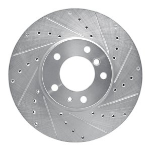 BMW 740I Brake Rotor (1) - Front Right - R1 Concepts - Drilled & Slotted - Silver - `91-`01